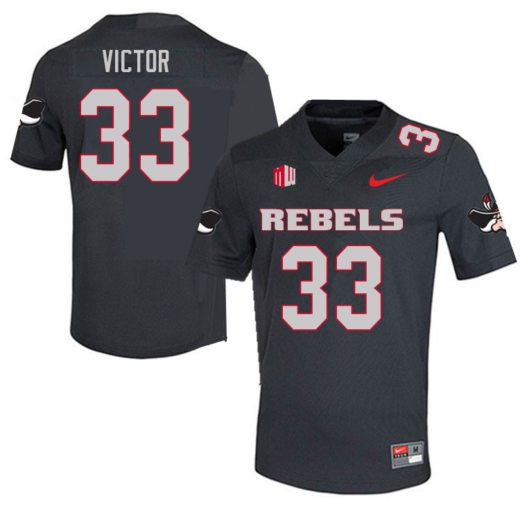 Men #33 Mychal Victor UNLV Rebels College Football Jerseys Sale-Charcoal - Click Image to Close